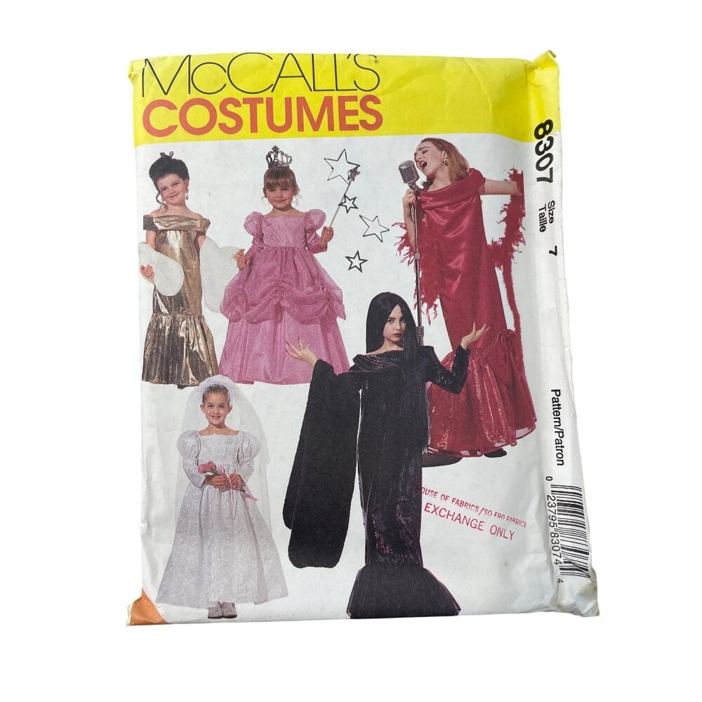 90s McCalls 8307 Girls Glamour Costumes Sewing Pattern Size 7 Dressmaking UNCUT